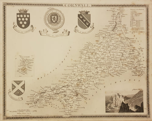 Antique Map of Cornwall c.1850