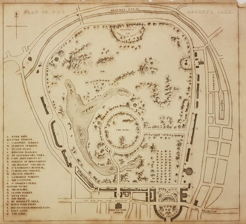 Antique Plan of Regent's Park c.1830