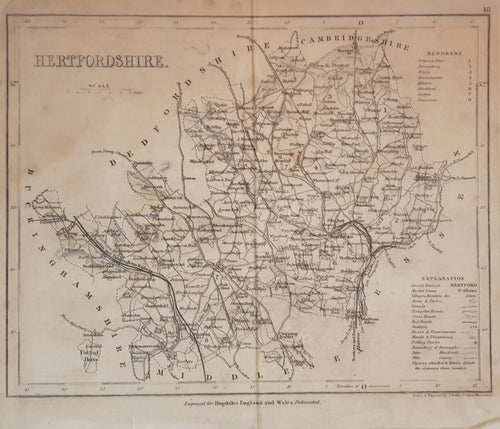 Antique Map of Hertfordshire c.1846